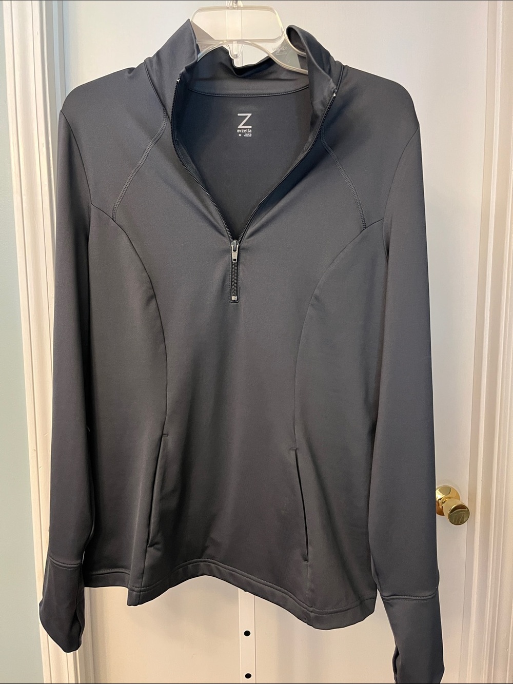 Zella Men’s Half-Zip Pullover polyester spandex in Charcoal Gray